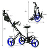 Costway Foldable 3 Wheel Golf Push Cart - SP37200GN
