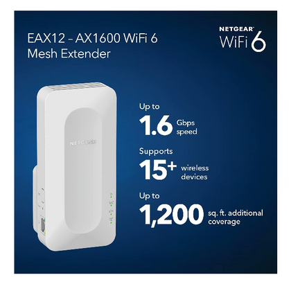 Netgear 6 Mesh Range Extender Router - EAX12-100CNS