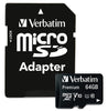 VERBATIM  64GB MICROSDXC CLASS 10 UHS -1 W/ADAPTER - 5128943