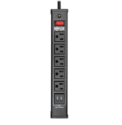 Tripp-Lite SURGE STRIP 5-OUTLET 2 USB PORTS 6FT COR - TLM526USBB 